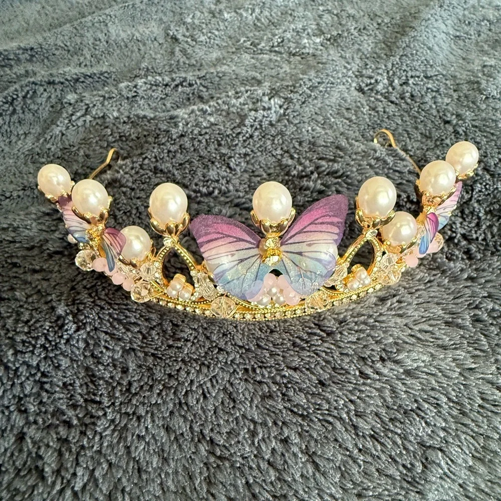 NWOT Butterfly purple and gold tiara